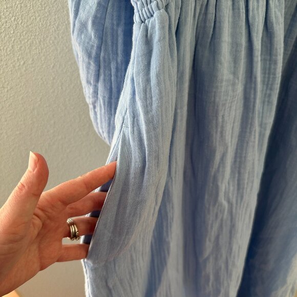 NWT J. Crew V-Neck Midi Maxi Dress Soft Cotton Gauze Large Tall Long LT Blue - Picture 4 of 11